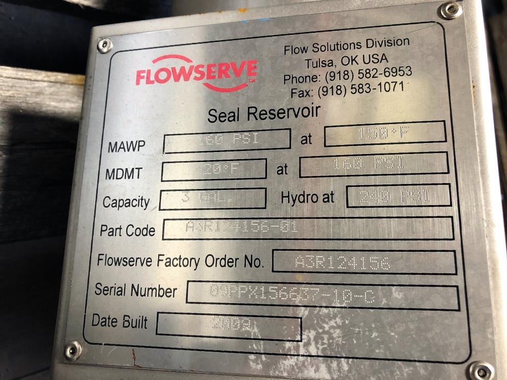 Flowserve 3-Gallon Stainless Steel Seal Pot Reservoir A3R124156-01